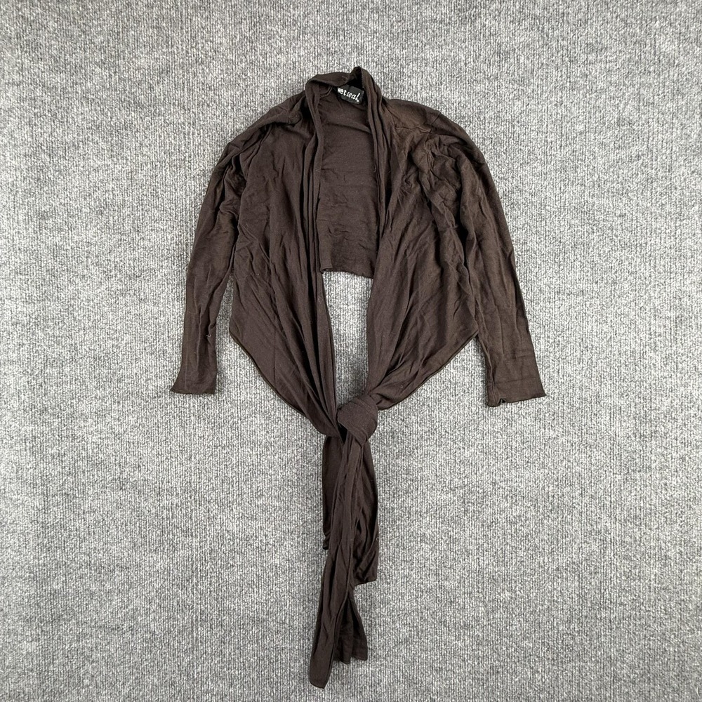 Y2K Wet Seal Cardigan Womens Small Brown Wrap Lightweight Long Sleeve